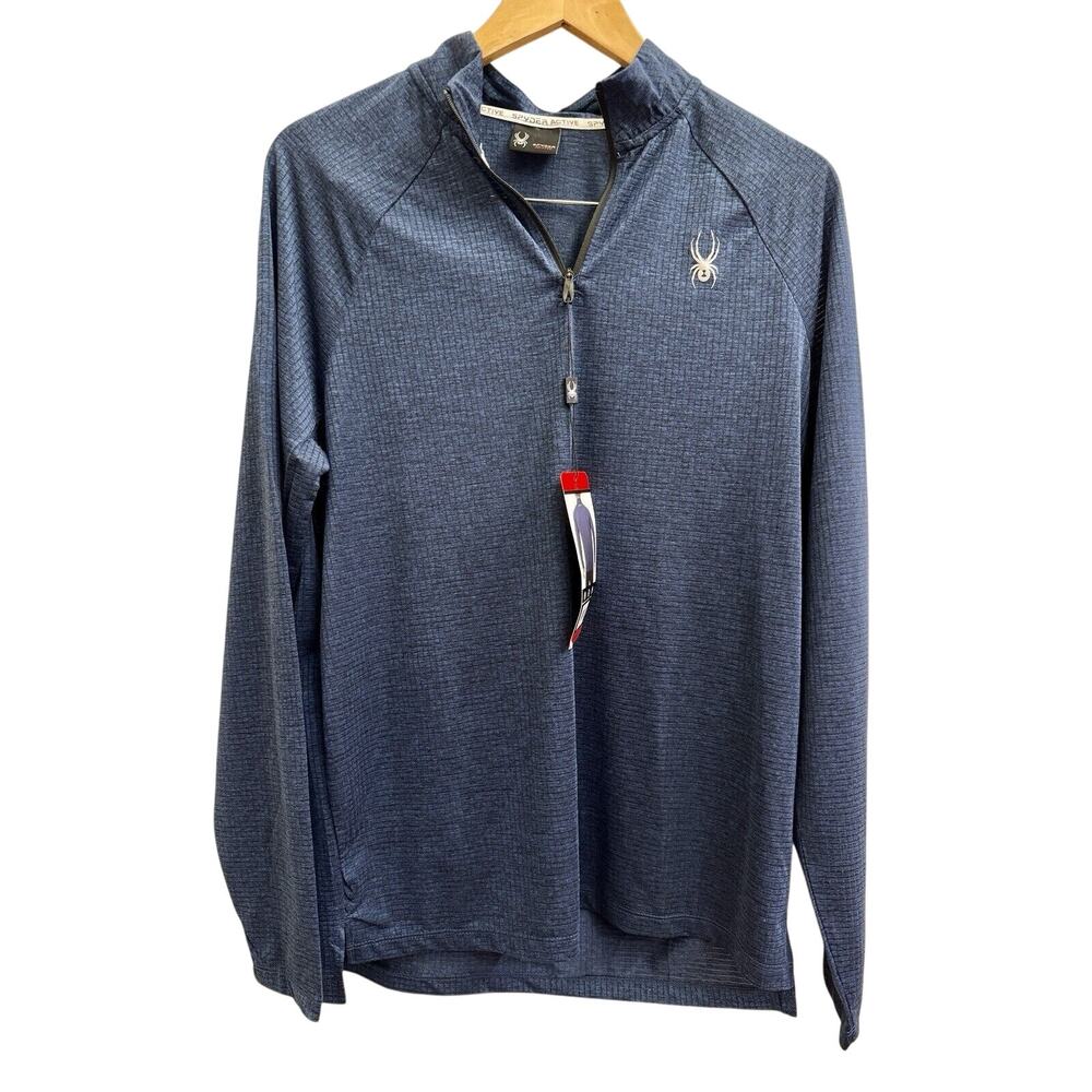 SPYDER Active Blue 1/4 Zip Lightweight Pullover Jacket Moisture Wicking Sz M